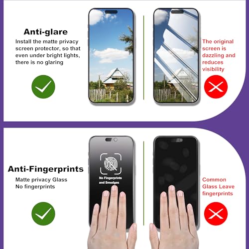 2-Pack Matte Privacy Screen Protector for iPhone 16 Pro Max,Anti-Glare & 25°Anti-Spy,Anti-Reflection,Anti-Fingerprint,Auto Dust Removal,Easy Installation - size: iPhone 16 Pro Max