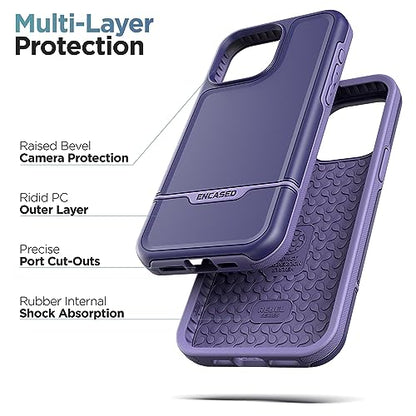 ENCASED Shockproof Case Compatible with iPhone 16 - Ultra Protective Heavy Duty Magnetic Phone Cover, Rebel Series (Purple, iPhone 15 Pro Max) - color: Purple, size: iPhone 15 Pro Max