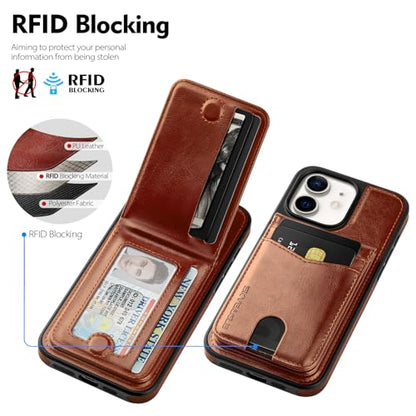SkyEagle Compatible with MagSafe iPhone 11 Wallet Case,Brown | Detachable Magnetic Credit Card Holder,RFID Blocking,PU Leather,Kickstand,Flip Phone Case,Shockproof Cover for Men & Women - color: Brown, size: iPhone 11 - 6.1"