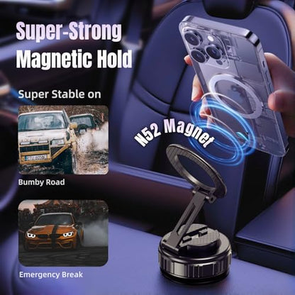 Magnetic Vacuum Car Phone Holder 360° Adjustable Foldable - color: Silver, size: GY-15B