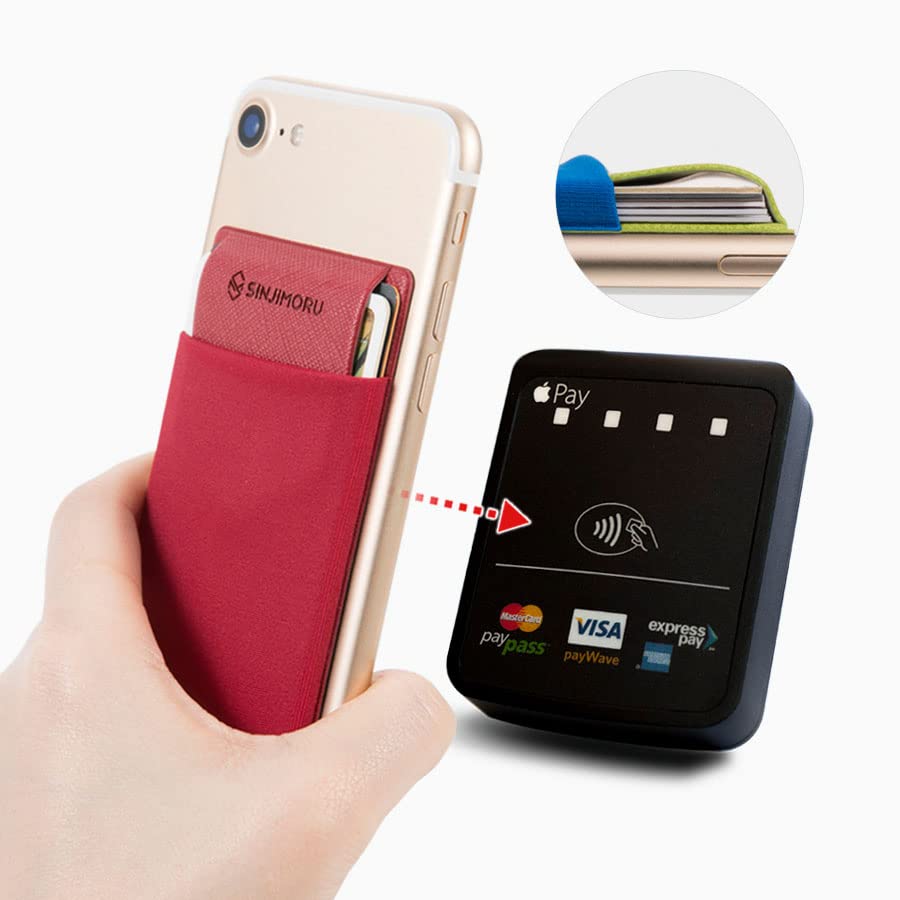Sinjimoru Card Holder for Back of Phone, Stick on Phone Wallet, Grey - color: Gray