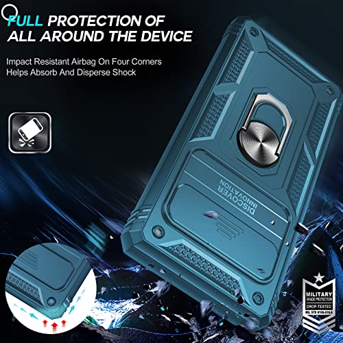 LeYi for Pixel 6 Pro Case, Google Pixel 6 Pro with Slide Camera Cover, 360 Full Body Military-Grade Phone Case with Magnetic Kickstand, Sea Blue - color: Sea Blue