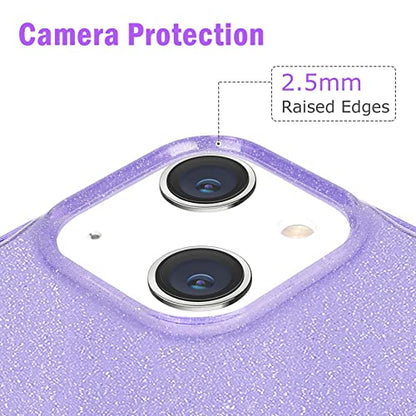 JJGoo Compatible with iPhone 13 Case, Glitter Soft TPU Shockproof Protective Bumper Cover, Sparkle Bling Sparkly Cute Slim Women Girls Phone Case for iPhone 13, 6.1inch, Purple Glitter - color: Purple Glitter