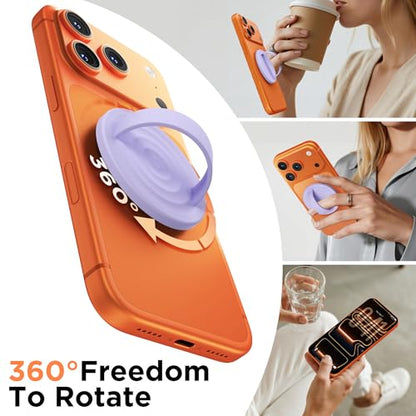Magnetic Phone Grip Ring, Compatible with MagSafe, Upgraded Liquid Silicone for Secure Comfort, Rotating Finger Loop Ring Grip Holder for iPhone 17/16/15/14/13/12 Pro Max Plus, Lilac Purple - color: Lilac Purple