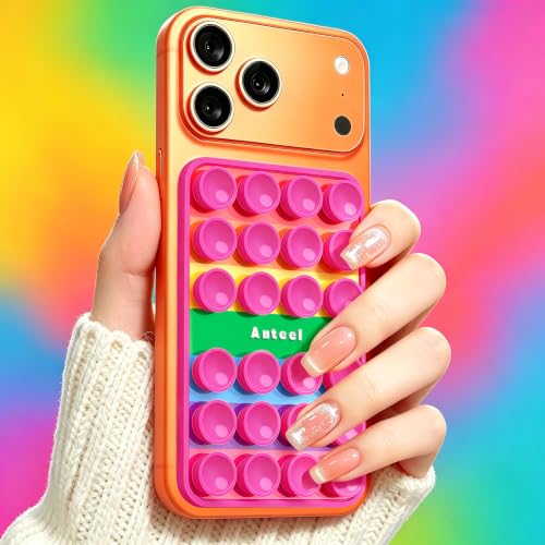 Anteel Silicone Suction Cup Phone Case Mount, Non Slip Sticky Grip for Cellphone, Silicon Adhesive Suction Cup Mount, Strong Grip Holder for Selfies and Videos, 2.4" x 3.8" (RainbowChalkPink) - color: RainbowChalkPink