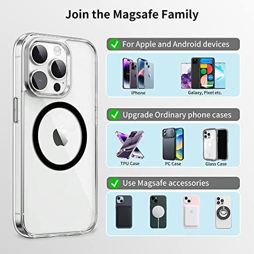 Universal Metal Rings Compatible with Magsafe Sticker,Magnetic Ring for Phone Cases & Wireless Charging, 6 Pack (2 Black,2 White & 2 Silver) - color: Black, Silver, White, size: 0.4mm-O