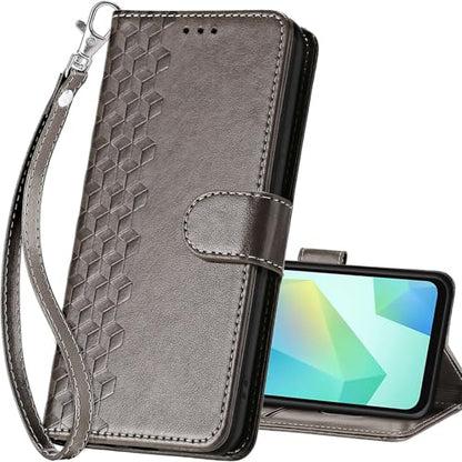 for Samsung Galaxy A16 5G Wallet case, Gray-Cube | 3 Card Holders, Kickstand, Shockproof TPU Shell, PU Leather, Magnetic Closure, Protective Flip Folio Cover, Women - color: 10