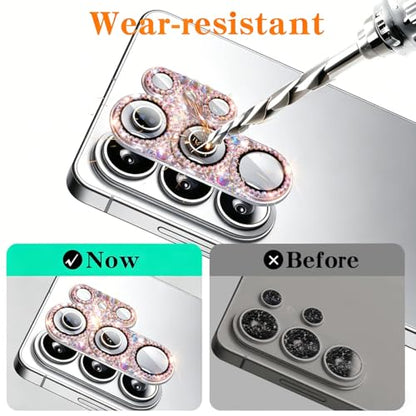 Bling Diamond Camera Lens Protector Compatible with Samsung Galaxy S26 Ultra, Metal Glitter Gem Camera Cover，9H Tempered Glass lens full Screen Sparkle Rhinestone Protector - color: for Galaxy S26 Ultra