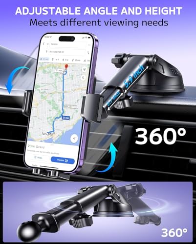 BIVGAZA Phone Holder Car [Military-Grade Suction] Universal Car Phone Holder Mount [Thick Case Friendly] Automobile Accessories Dashboard Windshield Phone Mount Fit for All iPhone Android Smartphones - size: Medium