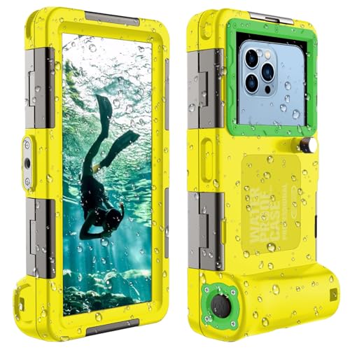 Waterproof Phone Case, Underwater Snorkeling Diving Case for iPhone 17/16/15/14/13 Series Galaxy S25/S24/S23 S22, 50Ft Professional Underwater Phone Case for Photo & Video, Yellow | Underwater Use, Phone Protection