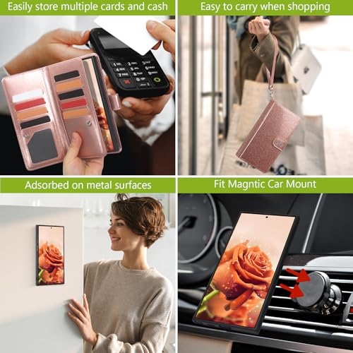 Varikke for Galaxy S25 Ultra Wallet Case Magnetic Detachable, Rose Gold - color: Rose Gold, size: Galaxy S25 Ultra 6.9"