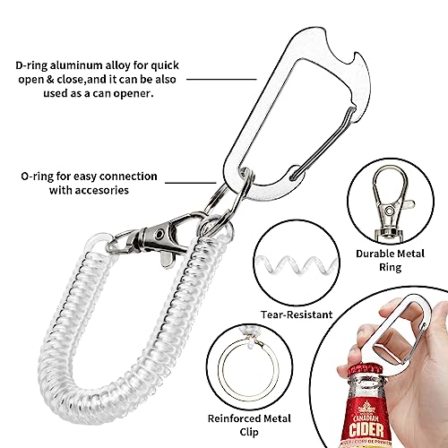 HOTEMIA Phone Tether Lanyard Anti Theft Phone Strap with Carabiner Anti-drop Outdoor Skiing Hiking Cycling fishing Climbing fit iPhone and Most Cell Phone (Black+Transparent) - color: Black+transparent
