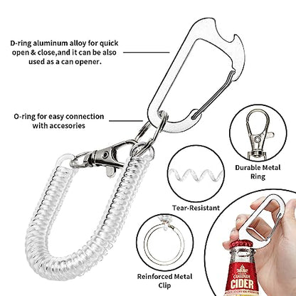 HOTEMIA Phone Tether Lanyard Anti Theft Phone Strap with Carabiner Anti-drop Outdoor Skiing Hiking Cycling fishing Climbing fit iPhone and Most Cell Phone (Black+Transparent) - color: Black+transparent