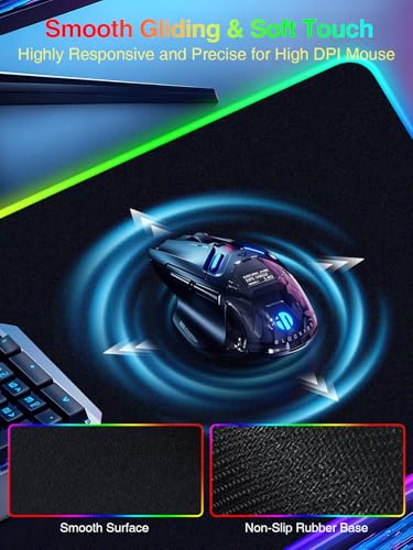 Wireless Charging Mouse Pad with Magnetic Phone Stand, 31.5"x15.8" Large - color: RGB-Mag Stand