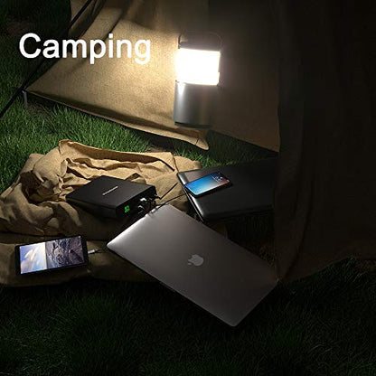 Portable Laptop Charger 32000mAh 100W PD Power Bank, External Battery Pack with 1 USB-C PD3.0 Port, 2 DC Ports, 2 USB QC3.0 Ports for Laptops, Tablets, Smartphones and Other Devices