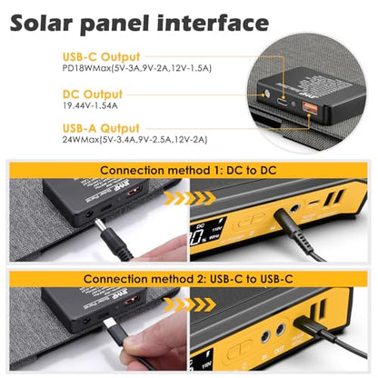 JIYHF AC Power Bank 99.9Wh with Foldable Solar Panel 30W - style: P100 Orange+30W