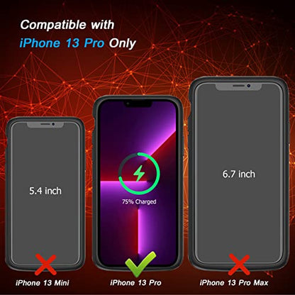 Battery Case for iPhone 13 Pro, 10000mAh Enhanced Portable Protective Smart Qi Wireless Charger Case Battery Pack with CarPlay Wireless Charging Compatible for iPhone 13 Pro (6.1 inch) - Black - size: iPhone 13 Pro