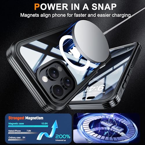 Magnetic Privacy Screen Case for iPhone 16 Pro with Full Body Protection - color: Black, size: iPhone 16 Pro