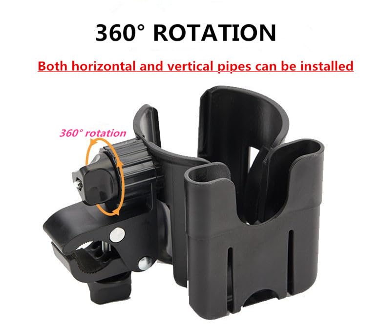 Universal Stroller Cup Holder with Phone Mount – 2-in-1 Adjustable Drink Caddy for Bikes, Walkers & Scooters – Secure Stroller Attachment for Coffee, Water Bottle & Smartphone