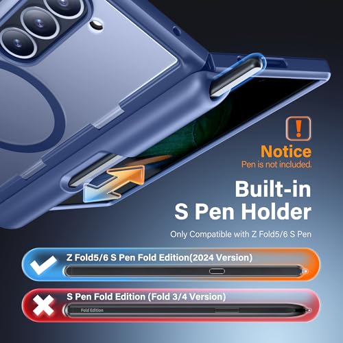 MOBOSI for Z Fold 6 Case with Privacy Screen Protector, Blue - color: Blue