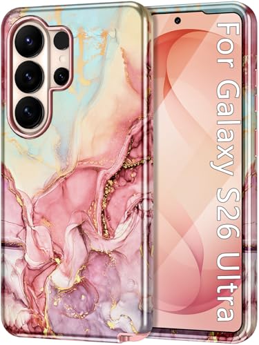 Btscase for Samsung Galaxy S26 Ultra Case, [Military Grade Drop Tested] Marble Pattern Design Slim Rugged Shockproof Women Girls Men Protective Anti-Scratch Cover, All Rose Gold - color: All Rose Gold, size: Samsung Galaxy S26 Ultra