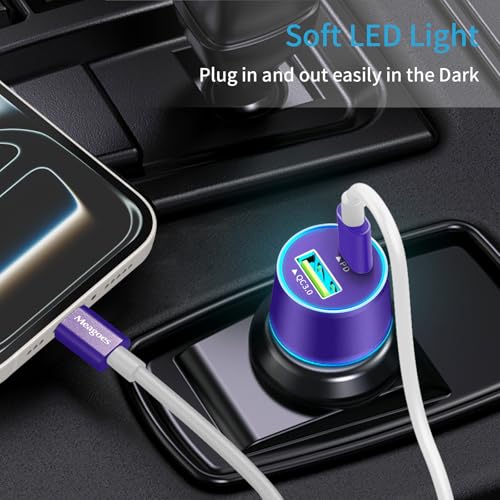67.5W Purple Car Charger USB C Super Fast for iPhone 18 Pro Max/17/Android - color: Purple, size: 3.3 ft
