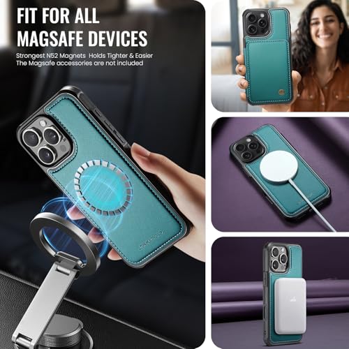 Wallet Case for iPhone 16 Pro Max Compatible with MagSafe for Men Women, Detachable Magnetic Wallet Phone Case with Card Slot Holder RFID Blocking for iPhone 16 Pro Max 6.9 inch (Teal) - color: Teal