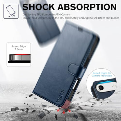 TUCCH Case Wallet for iPhone Air 6.5" 2025, RFID Blocking Folio, Dark Blue | 4 Card Holders, Kickstand, PU Leather, Magnetic Closure, Shockproof TPU Shell, Protective Flip Cover - color: Dark Blue