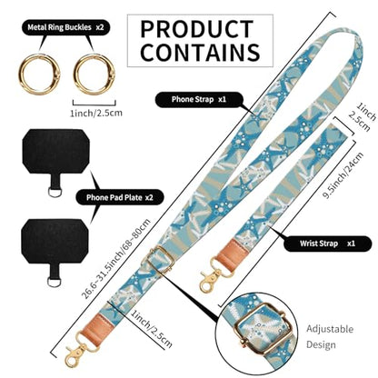 Phone Lanyard Crossbody Wrist Strap, Cute Cell Phone Lanyards for around the Neck Wristlet Wrist Strap - color: Cute Boho Seastars