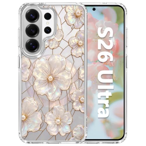 for Samsung Galaxy S26 Ultra Magnetic Case【Compatible with MagSafe】 Aesthetic Oil Painting Stained Glass Flower Design, Slim Fit Hard PC Back Shockproof Cute Clear Phone Cover, Light Pink - color: Light Pink, size: Galaxy S26 Ultra