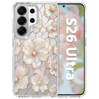 for Samsung Galaxy S26 Ultra Magnetic Case【Compatible with MagSafe】 Aesthetic Oil Painting Stained Glass Flower Design, Slim Fit Hard PC Back Shockproof Cute Clear Phone Cover, Light Pink - color: Light Pink, size: Galaxy S26 Ultra