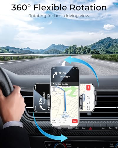 Phone Holders for Car Vent with Double Metal Hook Clip,[One-hand Operation] - color: Dark Black