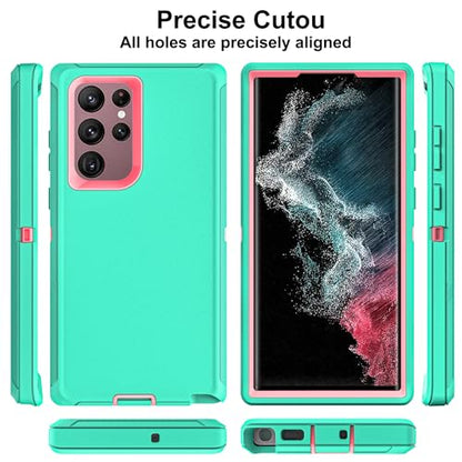 for Samsung Galaxy S22 Ultra Case with Self Healing Flexible TPU Screen Protector [2 Pack], 3 in 1 Shockproof Heavy Duty Case for Samsung S22 Ultra 5G (Aqua Blue/Rose Pink) - color: Aqua Blue/Rose Pink