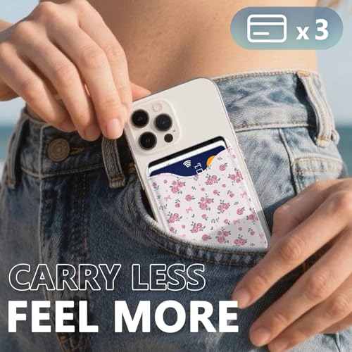 Purple Floral Magnetic Wallets Compatible with Magsafe Wallet for iPhone 17 16 15 14 13 12 Pro Max Plus Flowers Card Holder for Women Fit 3 Cards Lether Phone Magnet Mag Safe - color: Flowers (Purple)