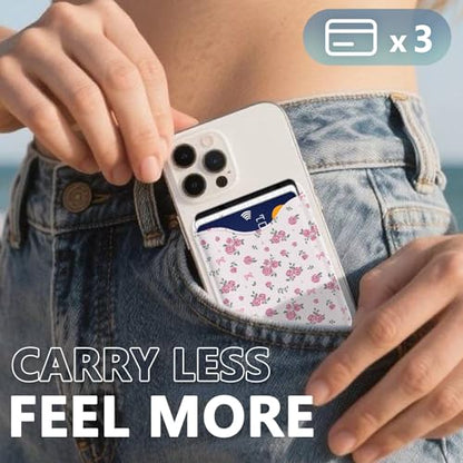 Purple Floral Magnetic Wallets Compatible with Magsafe Wallet for iPhone 17 16 15 14 13 12 Pro Max Plus Flowers Card Holder for Women Fit 3 Cards Lether Phone Magnet Mag Safe - color: Flowers (Purple)