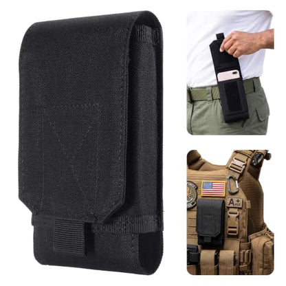 Urvoix MOLLE Cell Phone Pouch, Heavy Duty Tactical Belt Phone Holster | Belt Phone Holder Fits MOLLE Backpacks, Vests & Gear for Outdoor EDC, Water-Resistant Nylon Phone Bag with Hook Loop Closure - color: Black
