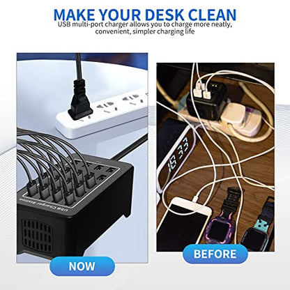 20-Port Desktop USB Charging Station - 100W Multi-Function Smart Charger for Smartphones, Tablets and More Devices - size: 20-port