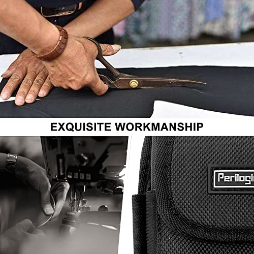 Perilogics Cell Phone Belt Holster,Nylon Phone Pouch with Belt Clip | Belt Pouch with Card Slot, Pen Loops, Zipper Pocket, Fits iPhone 17/16/15/14 Pro Max, 16/15/14 Plus,Hook & Loop Closure