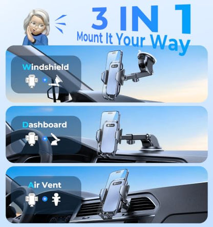 VICSEED 2026 Upgraded [86LBS Ultra-Powerful Suction] Car Phone Holder Mount - color: Black