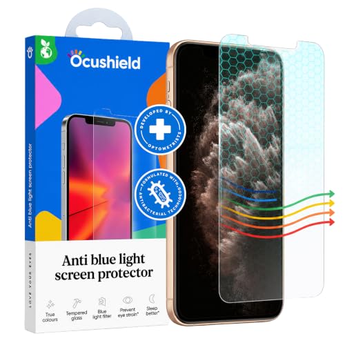 Ocushield Anti Blue Light Tempered Glass Screen Protector of iPhone 11 Pro Max & iPhone XS Max (6.5") – Blocks Blue Light, Prevents Eye Strain & Helps You Sleep Better, 9H Hardness & Case Friendly - size: iPhone 11 Pro Max | XS Max