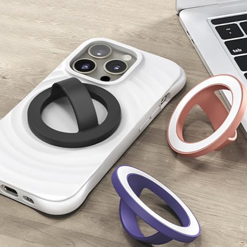 Magnetic Silicone Ring Grip Phone Holder, Rotating Finger Loop Ring Grip Holder, Soft and Portable, Strong Magnetic Attraction, Compatible with Magsafe for iPhone and Samsung Case (Pink) - color: Pink