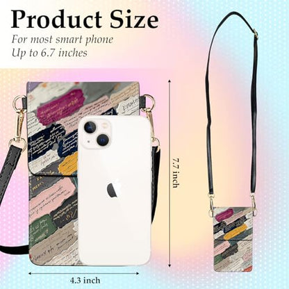 Small Crossbody Bags for Women Touchscreen Cell Phone Bag Cross Body Purses with adjustable Strap,Gifts For Teenage Girls - color: Collage Text