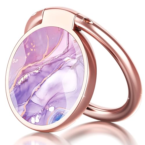 Phone Ring Grip Holder, 360° Rotation Cell Phone Grip Stand, Finger Ring Stand, Metal Finger Ring Grip Kickstand Compatible with iPhone 17 Pro Max 16 15 14 13 12 Magsafe Accessories, Violet - color: Violet