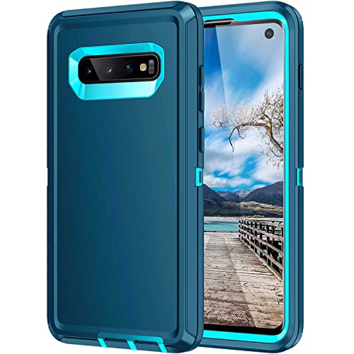 for Galaxy S10 Case,[Without Screen Protector] Heavy Duty Shockproof Dust/Drop Poof 3 Layers Full Bady Protection Rugged Cover for Galaxy S10 6.1",Turquoise - color: Turquoise