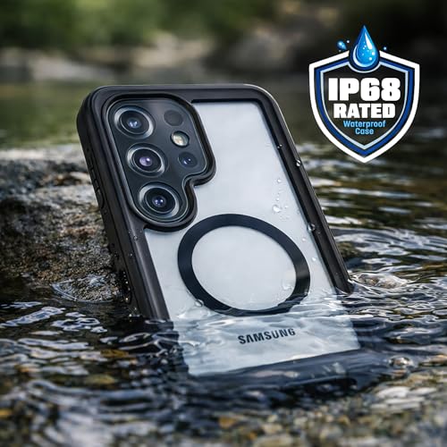 ENCASED Waterproof Case Designed for Samsung Galaxy S26 Ultra (IP68) Full Body Protective Phone Case with Screen Protector Built-in and MagSafe Compatible (Clear/Black) - size: S26 Ultra