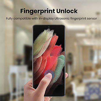 Galaxy S21 Plus Privacy Screen Protector Full Adhesive Soft Film (NOT Tempered Glass), Case Friendly Support In-Screen Unlock, Glossy Finish 2 Way Anti Spy Protection for Samsung S21+ Plus 5G, 2 Pack - size: S21 Plus