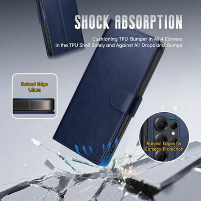 Wallet Case for Samsung Galaxy S25 Ultra, Blue | RFID-Blocking Card Holder, Kickstand, Magnetic Closure, PU Leather Folio Flip Cover, Protective Women Men Cases - color: Blue, size: Samsung Galaxy S25 Ultra