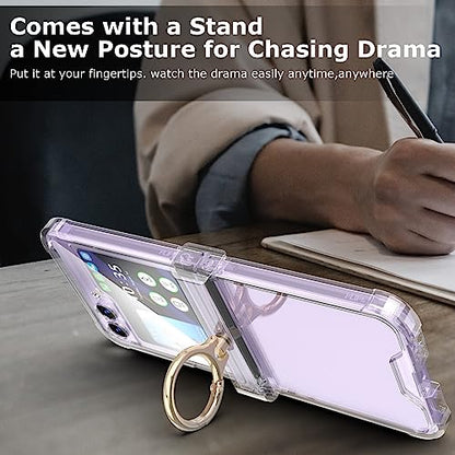 Case for Samsung Galaxy Z Flip 6 Case with Hinge Protection 2 Pack Tempered Glass Screen Protection Cover for Samsung Galaxy Z Flip 6 5G(Clear) - color: Clear