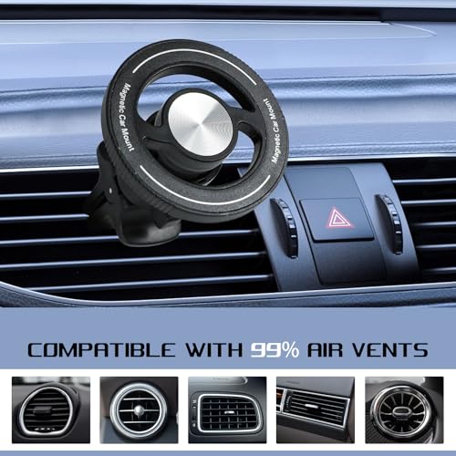 wuyaoyao Magnetic Phone Holder for Car, Anti-Shake Air Vent Cell Phone Car Mount with Clip, 360° Rotation Adjustable, Hands Free Automotive Cellphone Mount, Universal for All Smartphones (Clip Type)