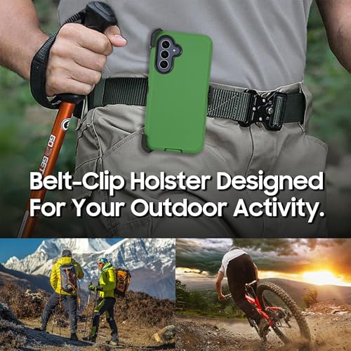 Compatible for Samsung S25 FE, Built in Screen Protector, Belt Clip Holster Heavy Duty Defender Case Dustproof Shockproof Protection (Green) - color: Green